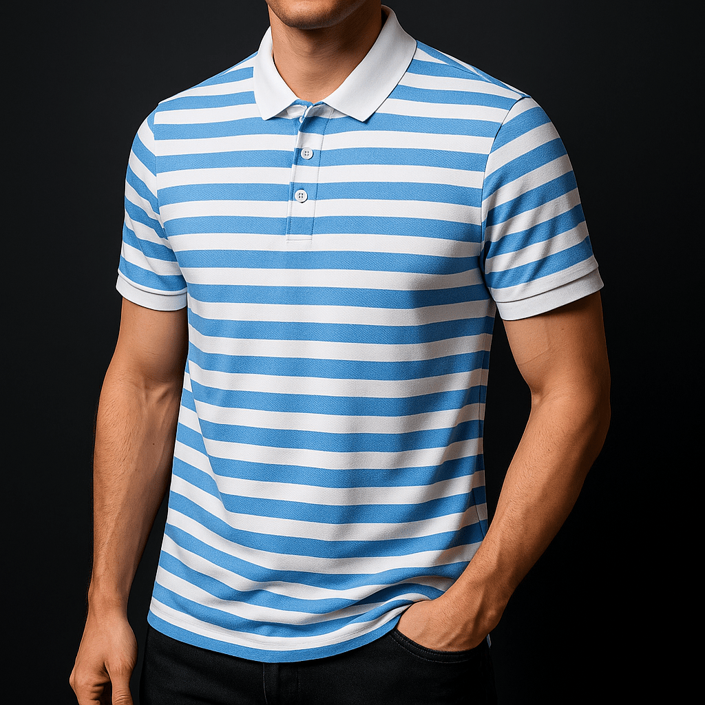Ellisford Striped Cotton Polo in Classic Fit with Buttoned Collar for All‑Day Comfort - The Southern AtelierSKU_1791063332202_78
