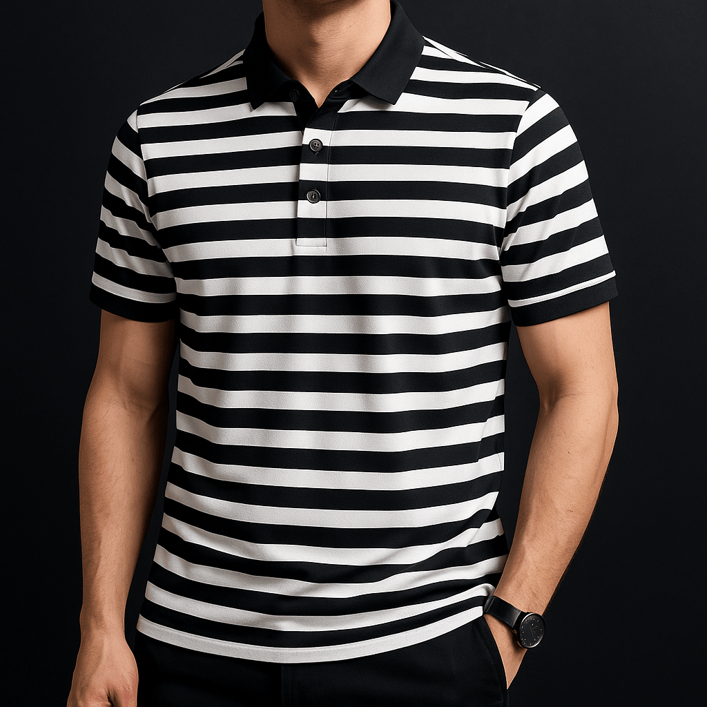 Ellisford Striped Cotton Polo in Classic Fit with Buttoned Collar for All‑Day Comfort - The Southern AtelierSKU_1791063332202_813