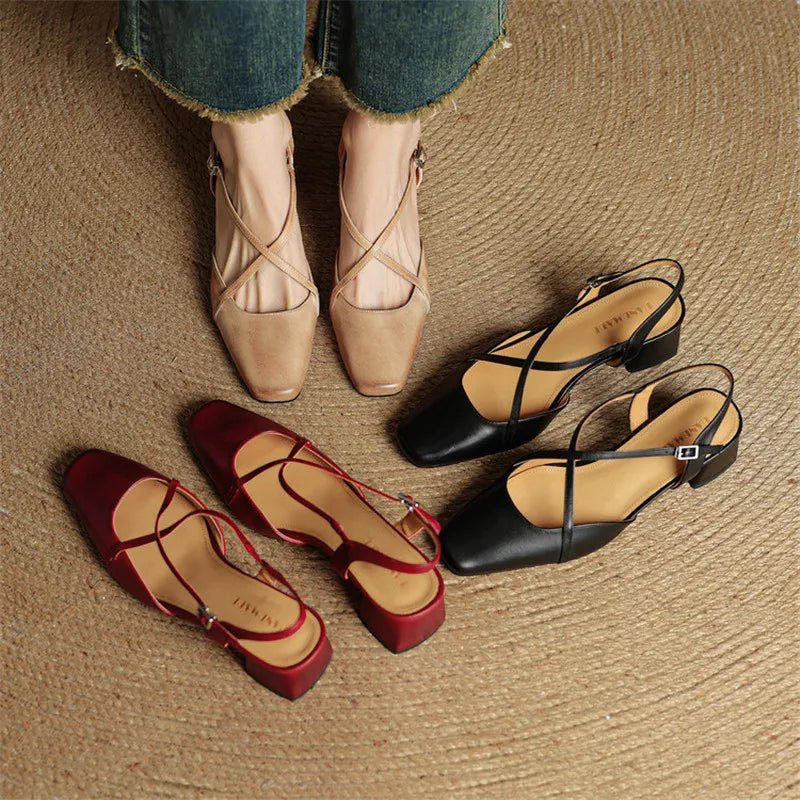 Elowen Closed-Toe Genuine Leather Block Heel Pumps with Adjustable Buckle Strap and Non-Slip Soles - The Southern AtelierSKU_1791063696895_26