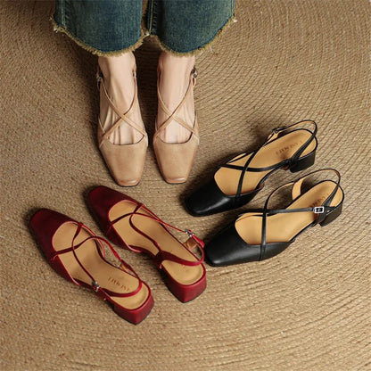 Elowen Closed-Toe Genuine Leather Block Heel Pumps with Adjustable Buckle Strap and Non-Slip Soles - The Southern AtelierSKU_1791063696895_26