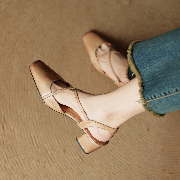 Elowen Closed-Toe Genuine Leather Block Heel Pumps with Adjustable Buckle Strap and Non-Slip Soles - The Southern AtelierSKU_1791063696895_26