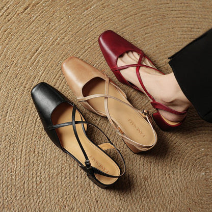Elowen Closed-Toe Genuine Leather Block Heel Pumps with Adjustable Buckle Strap and Non-Slip Soles - The Southern AtelierSKU_1791063696895_26