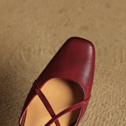 Elowen Closed-Toe Genuine Leather Block Heel Pumps with Adjustable Buckle Strap and Non-Slip Soles - The Southern AtelierSKU_1791063696895_773