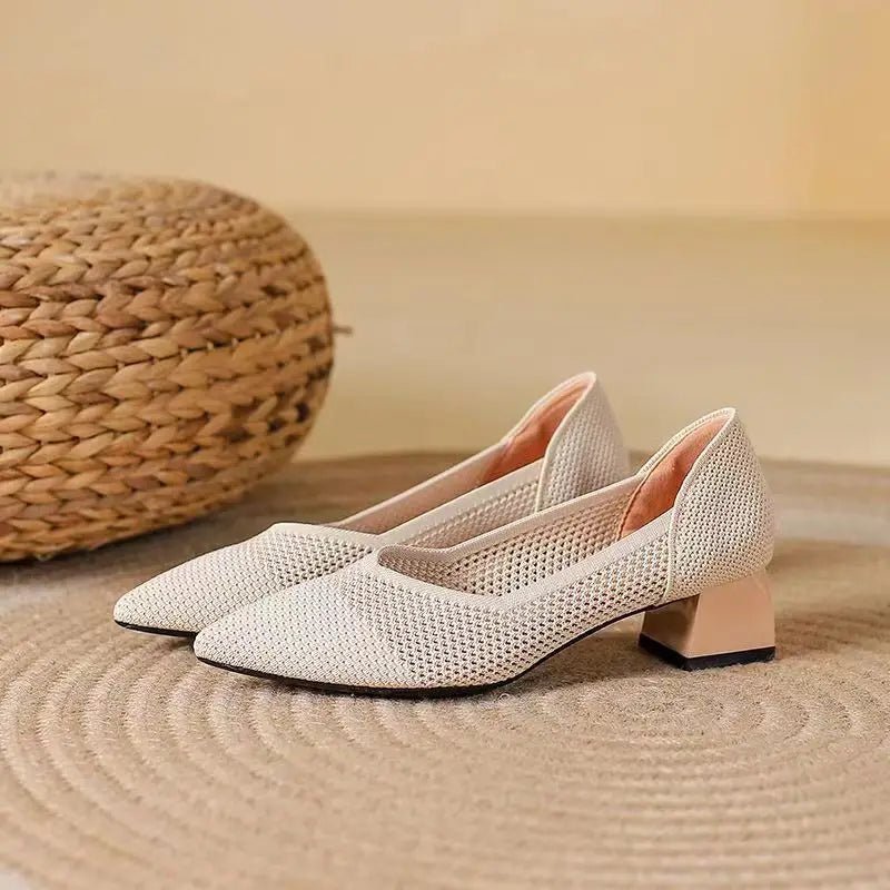 Elowen Cotton Knit Block Heels for Breathable Comfort with Cushioned Support and Non-Slip Sole - The Southern AtelierSKU_1791062741455_887