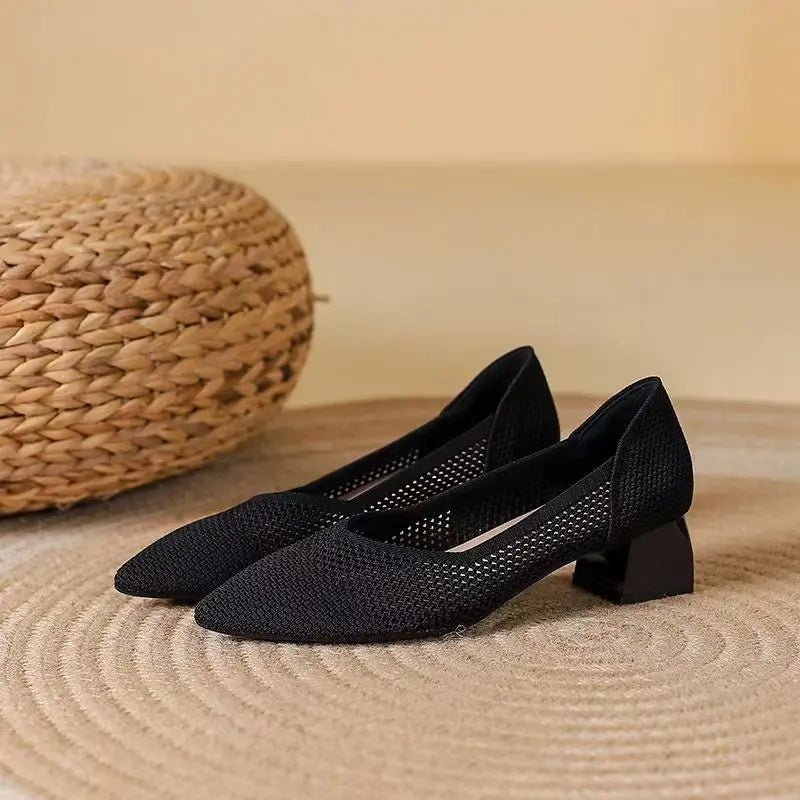 Elowen Cotton Knit Block Heels for Breathable Comfort with Cushioned Support and Non-Slip Sole - The Southern AtelierSKU_1791062741455_921