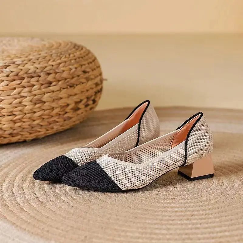 Elowen Cotton Knit Block Heels for Breathable Comfort with Cushioned Support and Non-Slip Sole - The Southern AtelierSKU_1791062741456_242