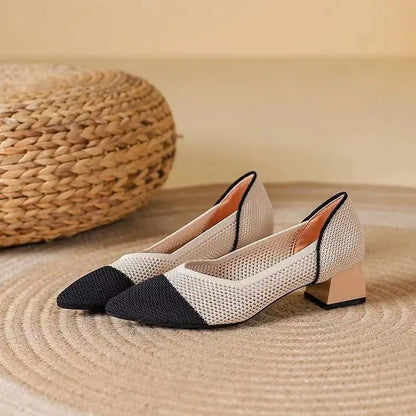 Elowen Cotton Knit Block Heels for Breathable Comfort with Cushioned Support and Non-Slip Sole - The Southern AtelierSKU_1791062741456_242