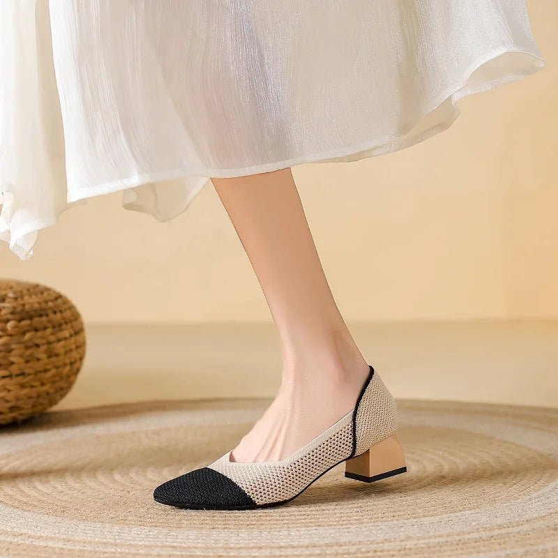 Elowen Cotton Knit Block Heels for Breathable Comfort with Cushioned Support and Non-Slip Sole - The Southern AtelierSKU_1791062741456_927
