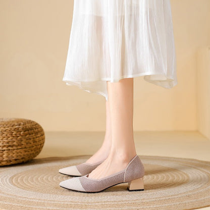 Elowen Cotton Knit Block Heels for Breathable Comfort with Cushioned Support and Non-Slip Sole - The Southern AtelierSKU_1791062741456_927