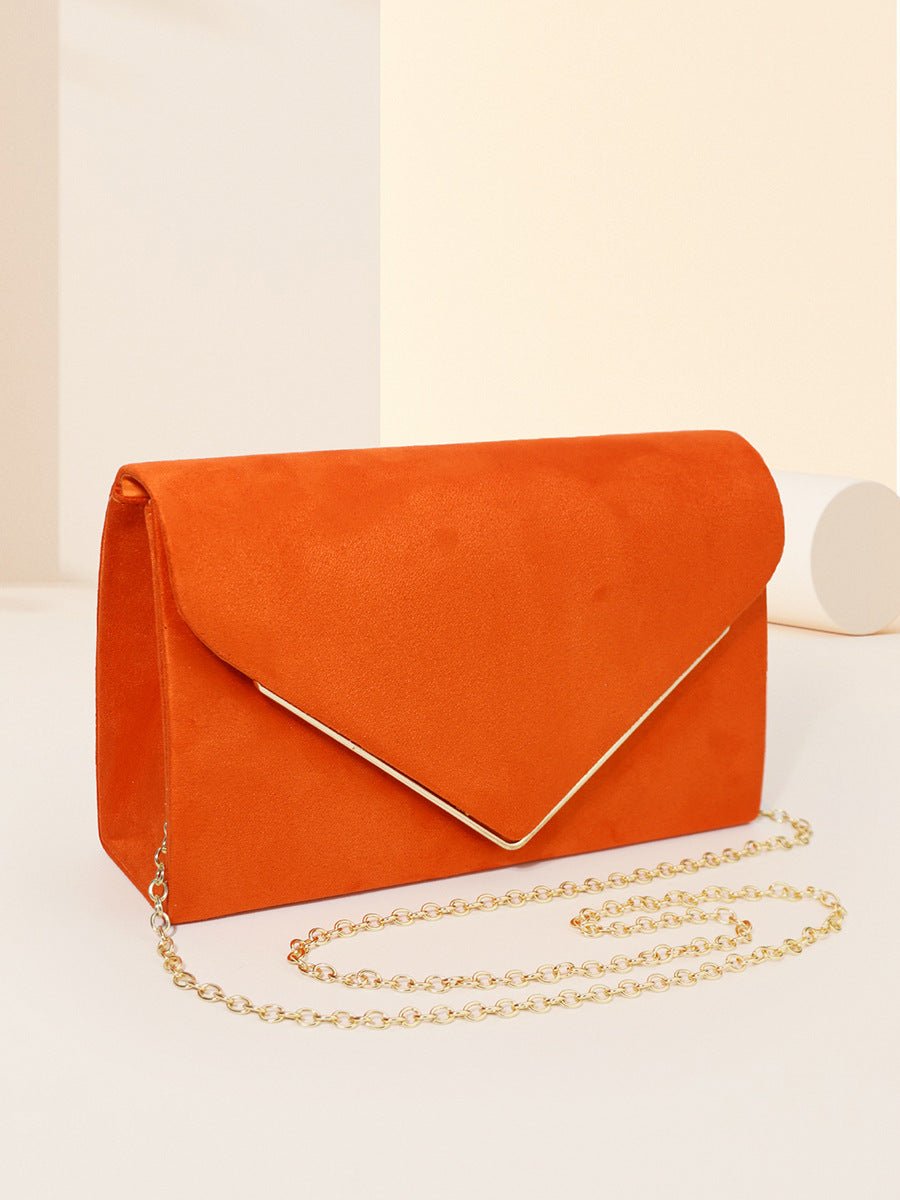 Envelope Clutch in Suede-Look Velvet with Magnetic Closure and Chain Handle for Evenings - The Southern AtelierSKU_1786565849677_429