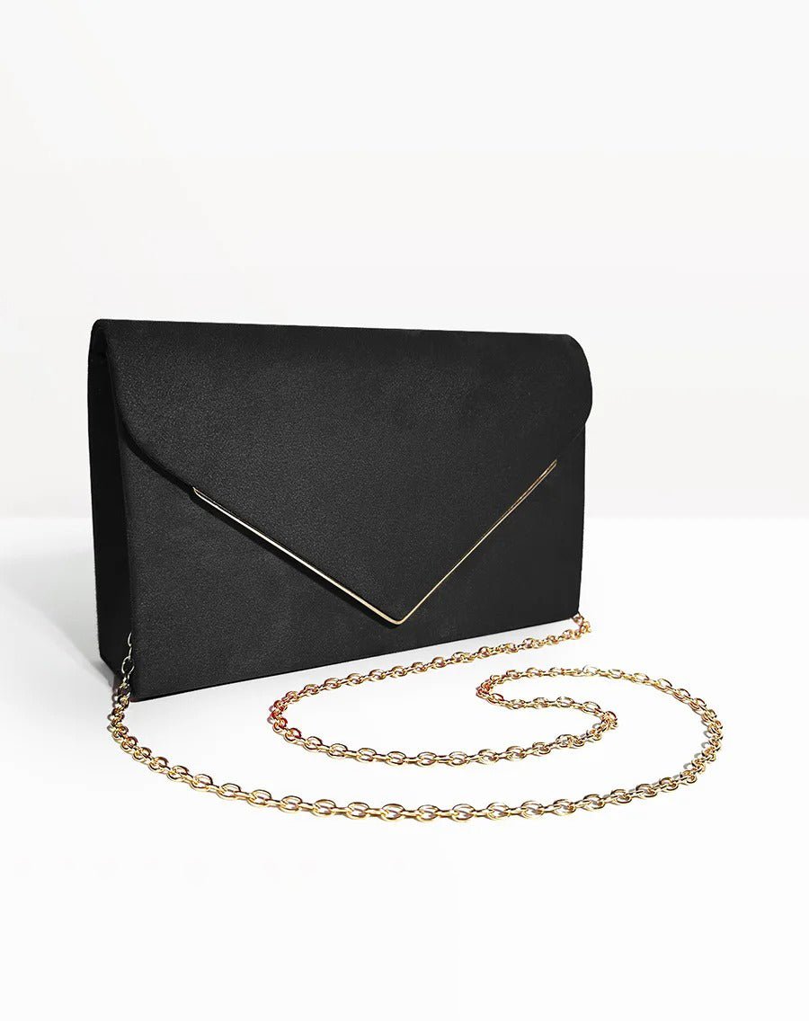Envelope Clutch in Suede-Look Velvet with Magnetic Closure and Chain Handle for Evenings - The Southern AtelierSKU_1786565849677_429