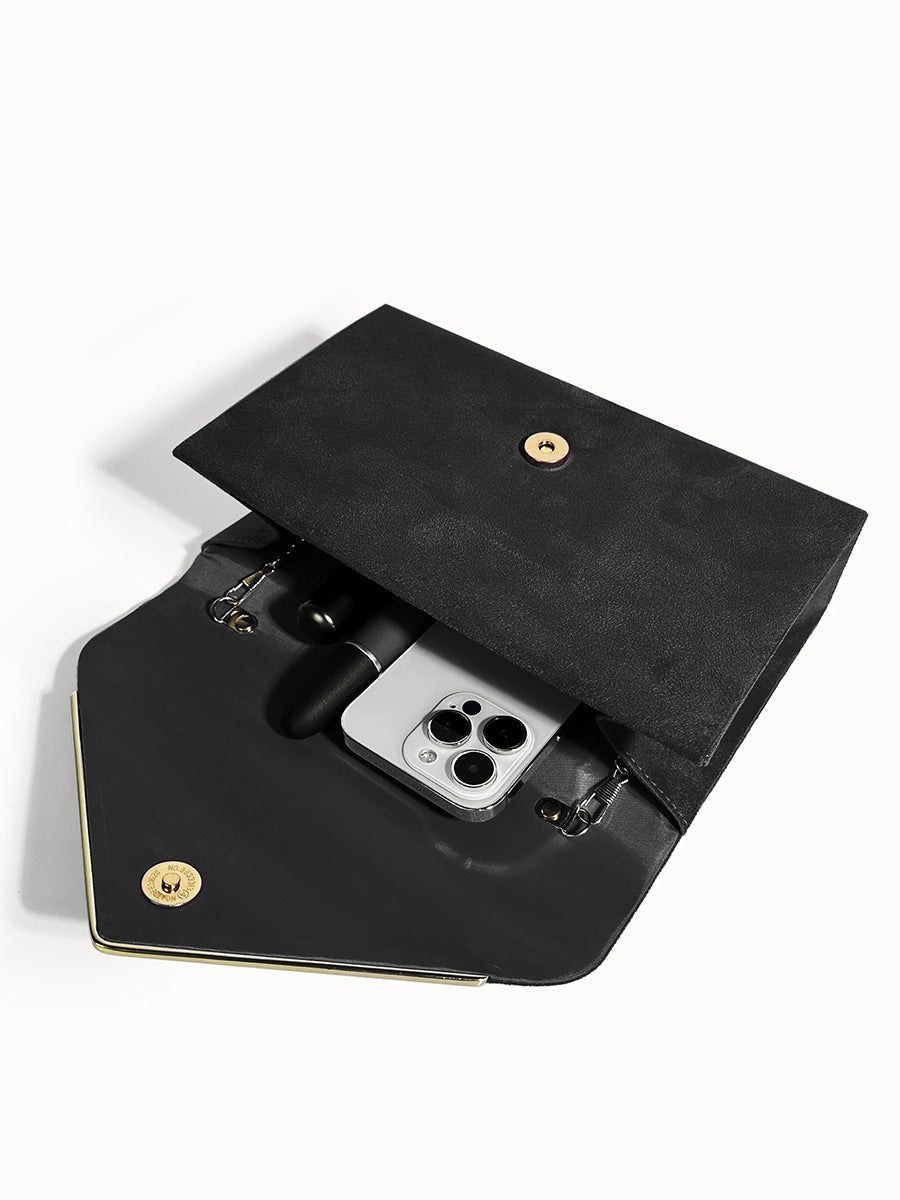 Envelope Clutch in Suede-Look Velvet with Magnetic Closure and Chain Handle for Evenings - The Southern AtelierSKU_1786565849677_429