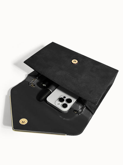 Envelope Clutch in Suede-Look Velvet with Magnetic Closure and Chain Handle for Evenings - The Southern AtelierSKU_1786565849677_429