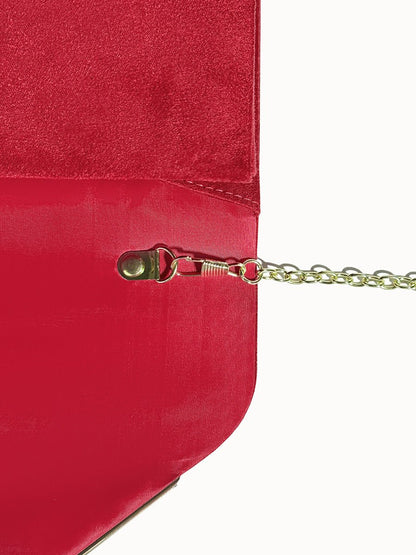 Envelope Clutch in Suede-Look Velvet with Magnetic Closure and Chain Handle for Evenings - The Southern AtelierSKU_1786565849677_429