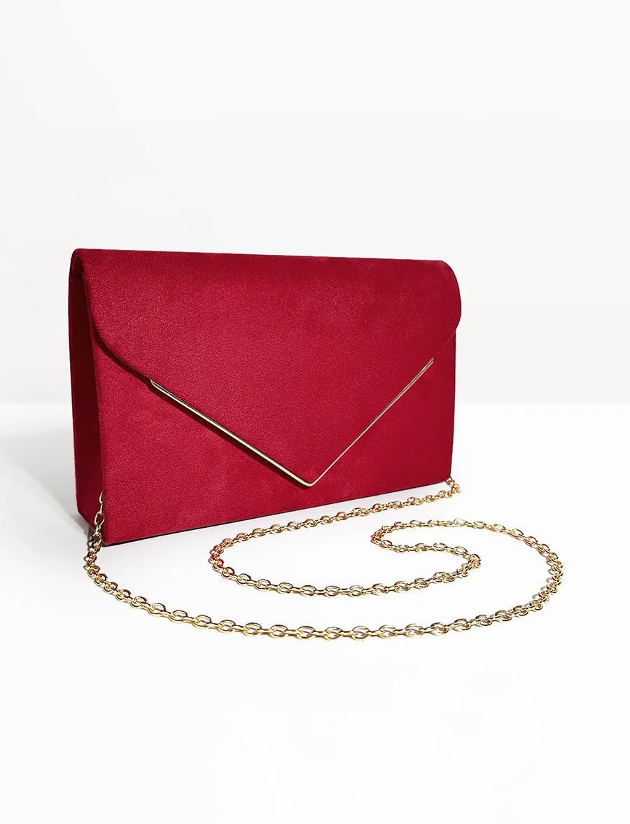 Envelope Clutch in Suede-Look Velvet with Magnetic Closure and Chain Handle for Evenings - The Southern AtelierSKU_1786565849677_429
