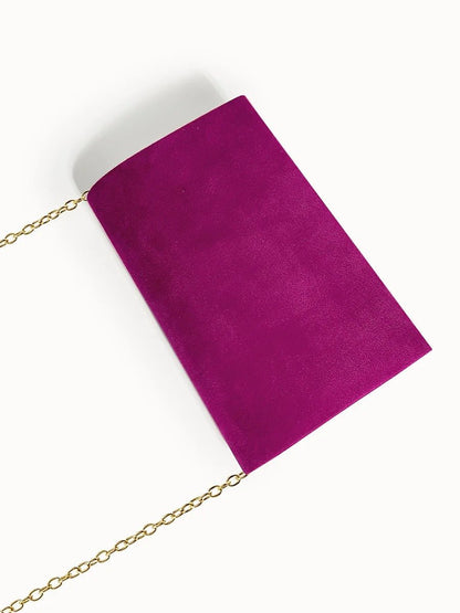 Envelope Clutch in Suede-Look Velvet with Magnetic Closure and Chain Handle for Evenings - The Southern AtelierSKU_1786565849677_429