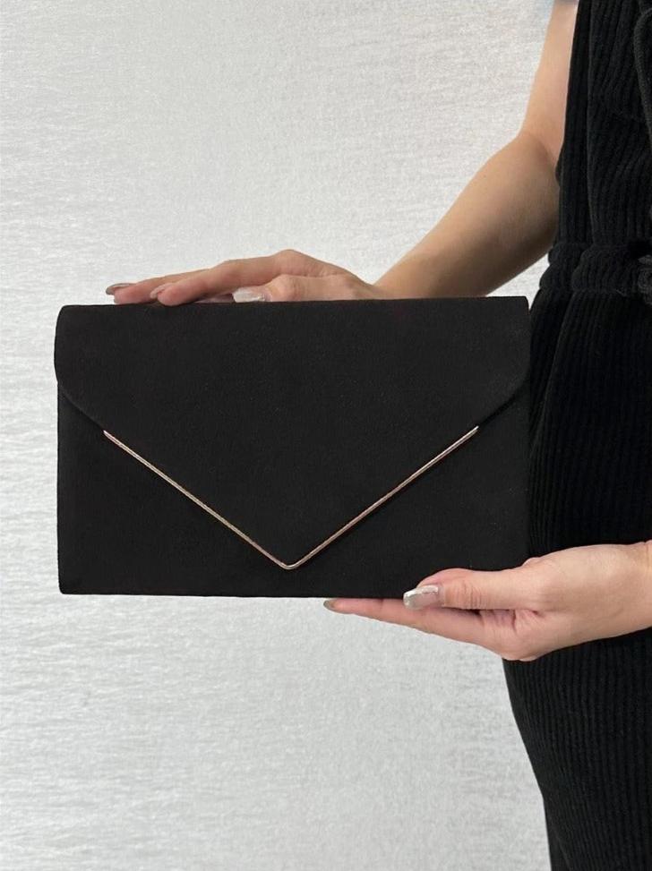 Envelope Clutch in Suede-Look Velvet with Magnetic Closure and Chain Handle for Evenings - The Southern AtelierSKU_1786565849677_429