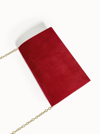 Envelope Clutch in Suede-Look Velvet with Magnetic Closure and Chain Handle for Evenings - The Southern AtelierSKU_1786565849677_429