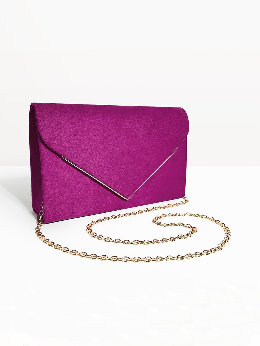 Envelope Clutch in Suede-Look Velvet with Magnetic Closure and Chain Handle for Evenings - The Southern AtelierSKU_1786565849677_429
