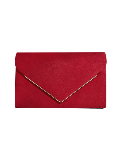 Envelope Clutch in Suede-Look Velvet with Magnetic Closure and Chain Handle for Evenings - The Southern AtelierSKU_1786565849677_429