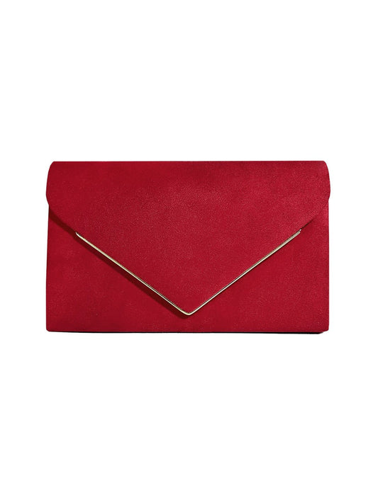 Envelope Clutch in Suede-Look Velvet with Magnetic Closure and Chain Handle for Evenings - The Southern AtelierSKU_1786565849677_429