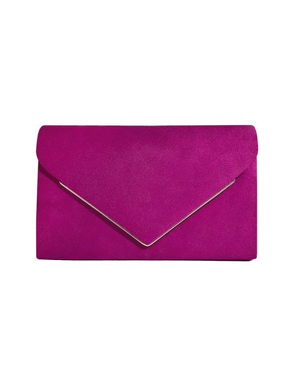 Envelope Clutch in Suede-Look Velvet with Magnetic Closure and Chain Handle for Evenings - The Southern AtelierSKU_1786565849677_80