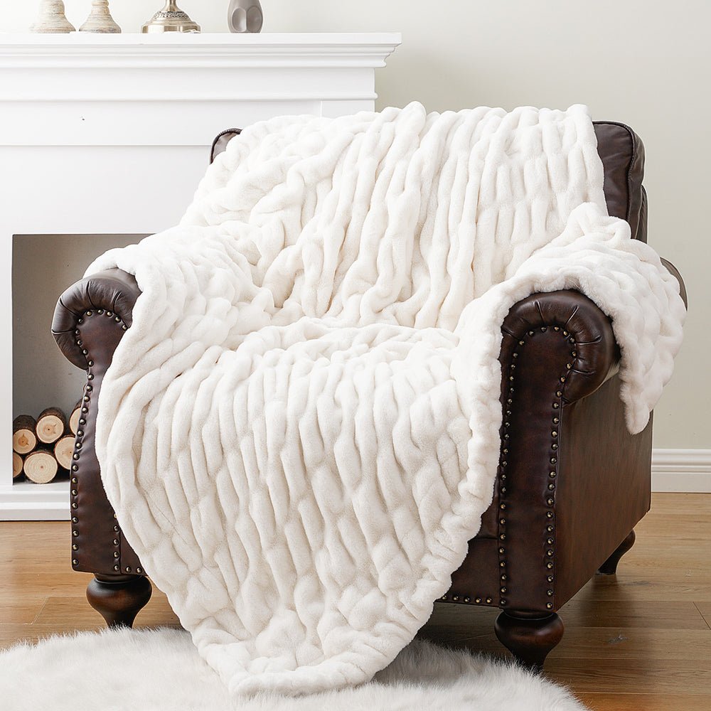 Haven Faux Rabbit Fur Throw Blanket for Plush Weighted Warmth, Machine Washable - The Southern AtelierSKU_1791062570248_115