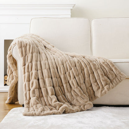 Haven Faux Rabbit Fur Throw Blanket for Plush Weighted Warmth, Machine Washable - The Southern AtelierSKU_1791062570248_498