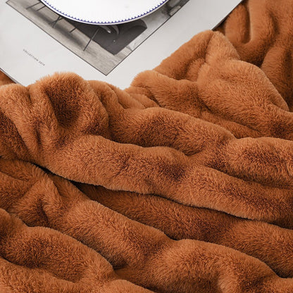 Haven Faux Rabbit Fur Throw Blanket for Plush Weighted Warmth, Machine Washable - The Southern AtelierSKU_1791062570248_506