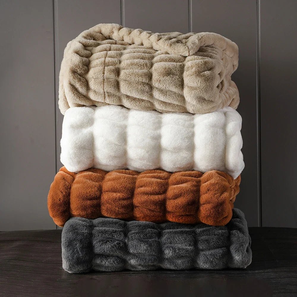 Haven Faux Rabbit Fur Throw Blanket for Plush Weighted Warmth, Machine Washable - The Southern AtelierSKU_1791062570248_659