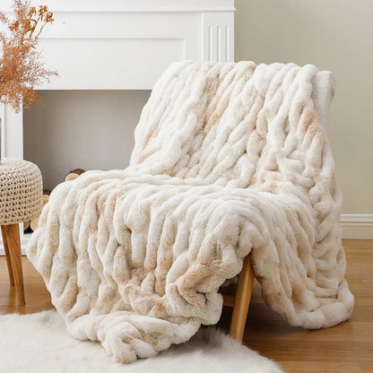 Haven Faux Rabbit Fur Throw Blanket for Plush Weighted Warmth, Machine Washable - The Southern AtelierSKU_1791062570248_659