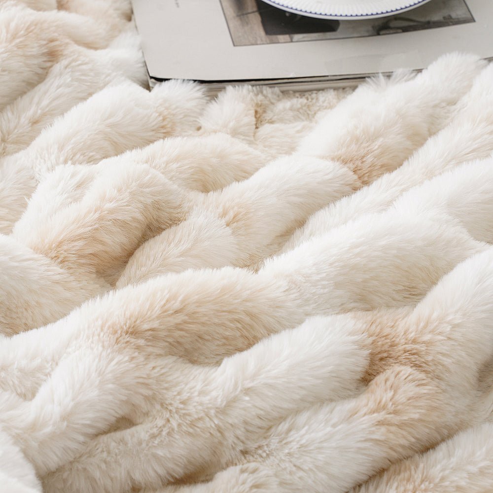 Haven Faux Rabbit Fur Throw Blanket for Plush Weighted Warmth, Machine Washable - The Southern AtelierSKU_1791062570248_659