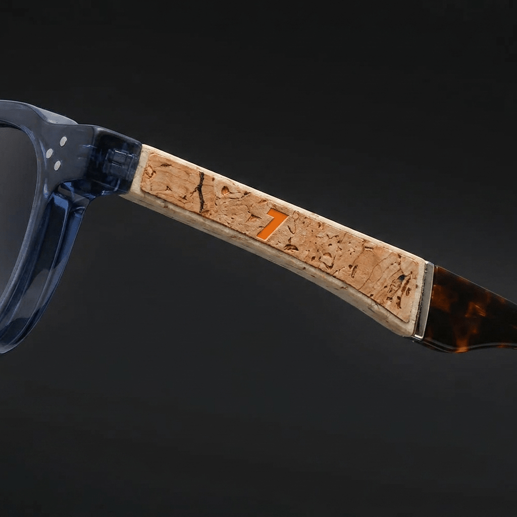 Helston Square Sunglasses in Polycarbonate with Cork-Inlaid Arms and Polarized UV400 Lenses - The Southern AtelierSKU_1791063442703_137