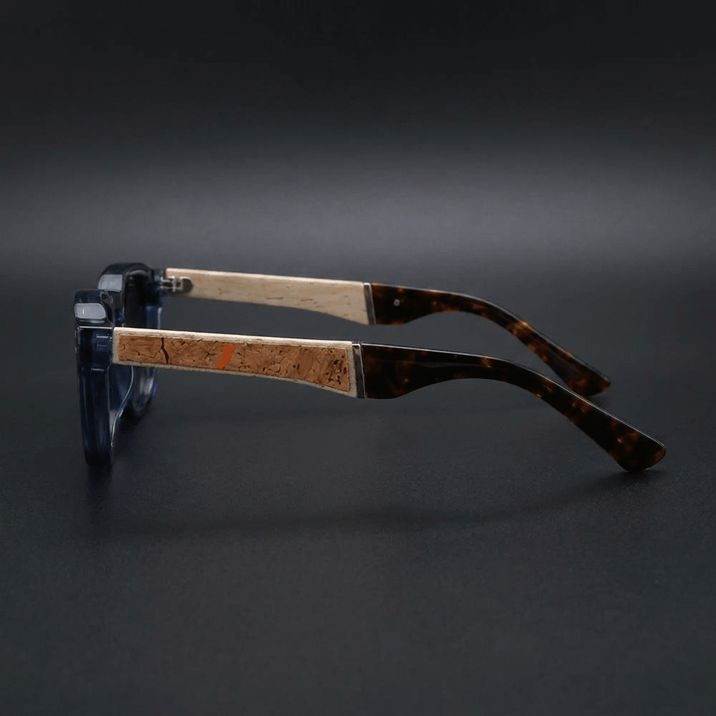 Helston Square Sunglasses in Polycarbonate with Cork-Inlaid Arms and Polarized UV400 Lenses - The Southern AtelierSKU_1791063442703_137