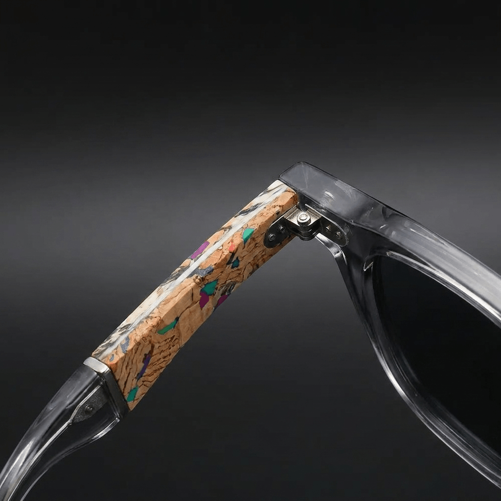Helston Square Sunglasses in Polycarbonate with Cork-Inlaid Arms and Polarized UV400 Lenses - The Southern AtelierSKU_1791063442703_211