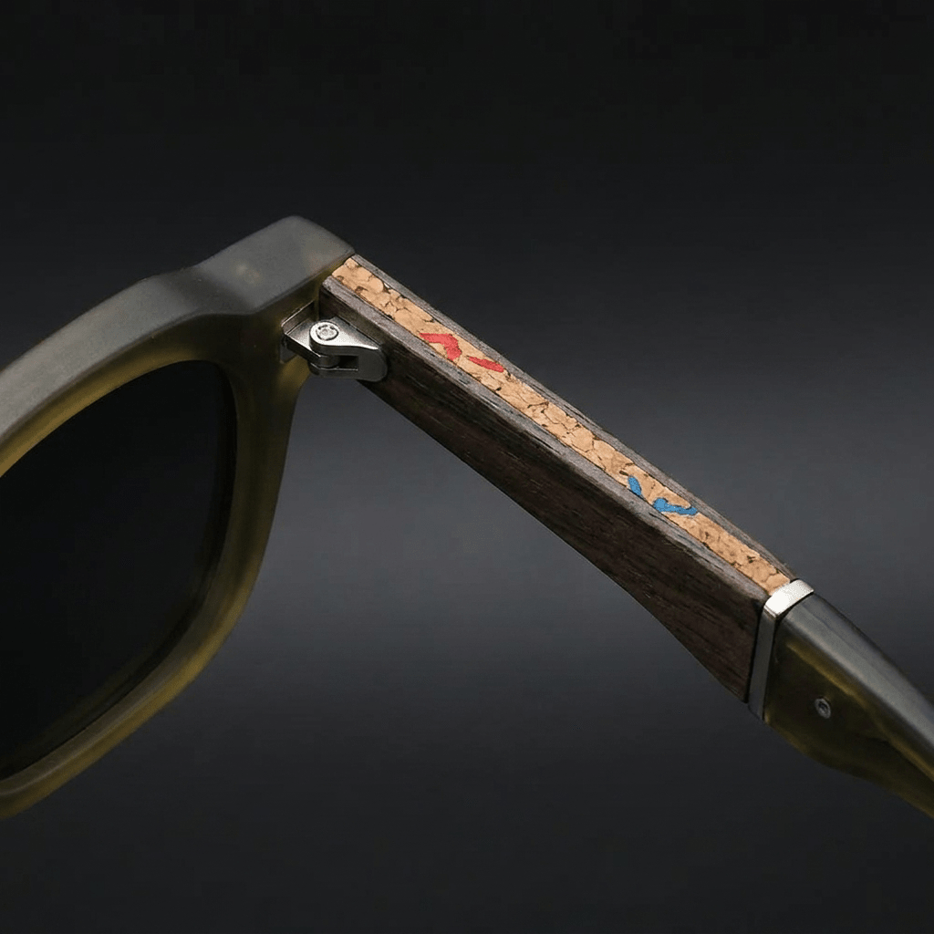 Helston Square Sunglasses in Polycarbonate with Cork-Inlaid Arms and Polarized UV400 Lenses - The Southern AtelierSKU_1791063442703_773
