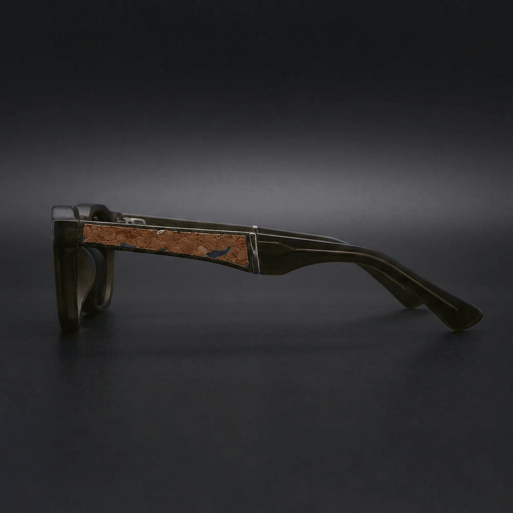 Helston Square Sunglasses in Polycarbonate with Cork-Inlaid Arms and Polarized UV400 Lenses - The Southern AtelierSKU_1791063442703_773