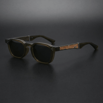 Helston Square Sunglasses in Polycarbonate with Cork-Inlaid Arms and Polarized UV400 Lenses - The Southern AtelierSKU_1791063442703_773