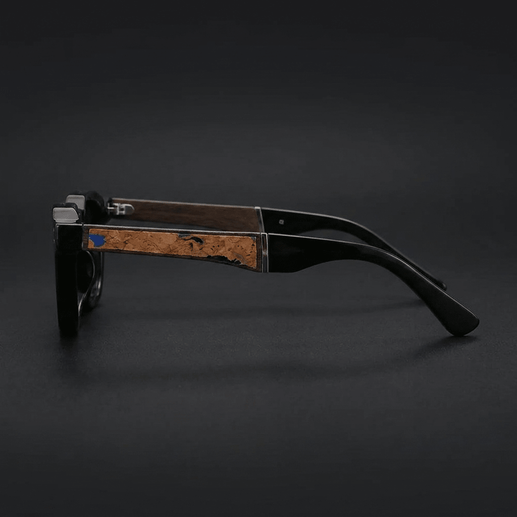 Helston Square Sunglasses in Polycarbonate with Cork-Inlaid Arms and Polarized UV400 Lenses - The Southern AtelierSKU_1791063442703_941