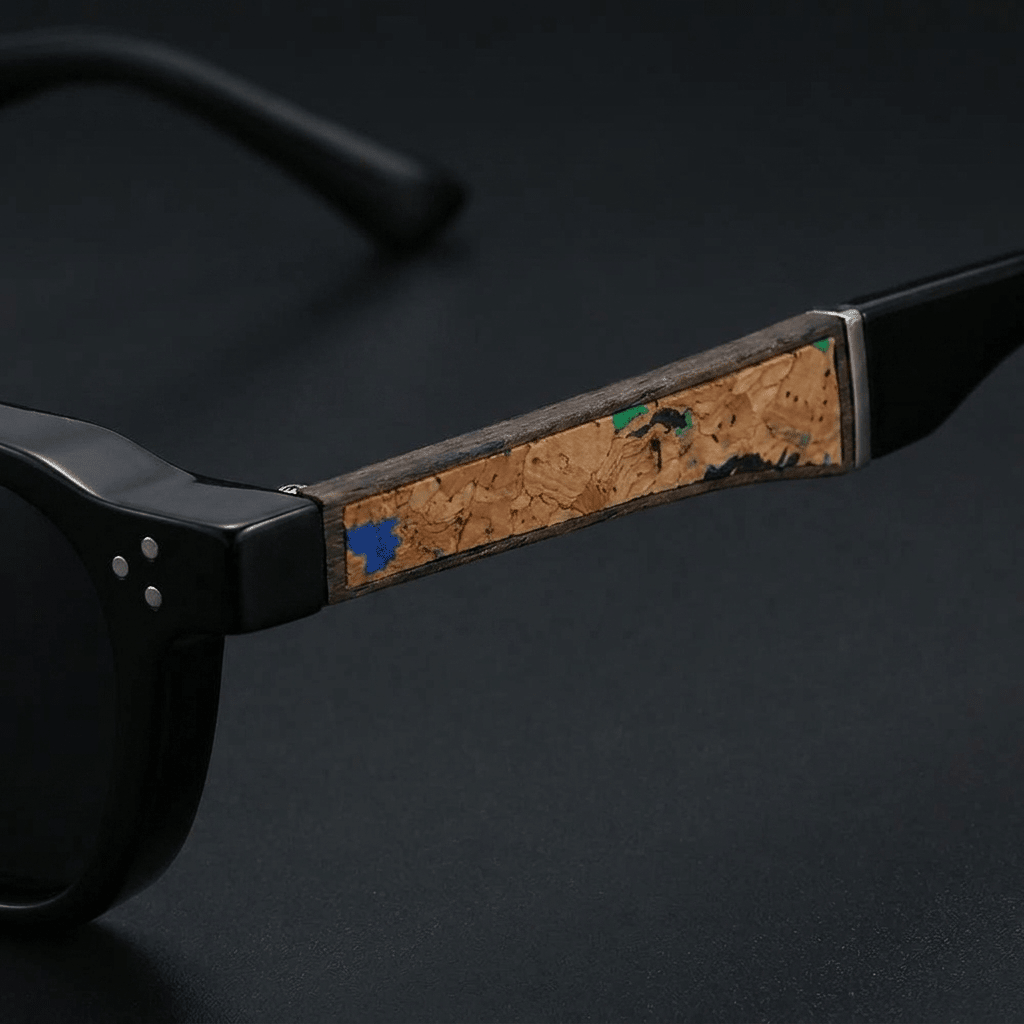 Helston Square Sunglasses in Polycarbonate with Cork-Inlaid Arms and Polarized UV400 Lenses - The Southern AtelierSKU_1791063442703_941