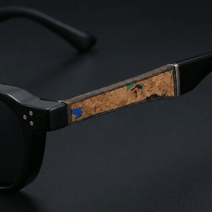 Helston Square Sunglasses in Polycarbonate with Cork-Inlaid Arms and Polarized UV400 Lenses - The Southern AtelierSKU_1791063442703_941