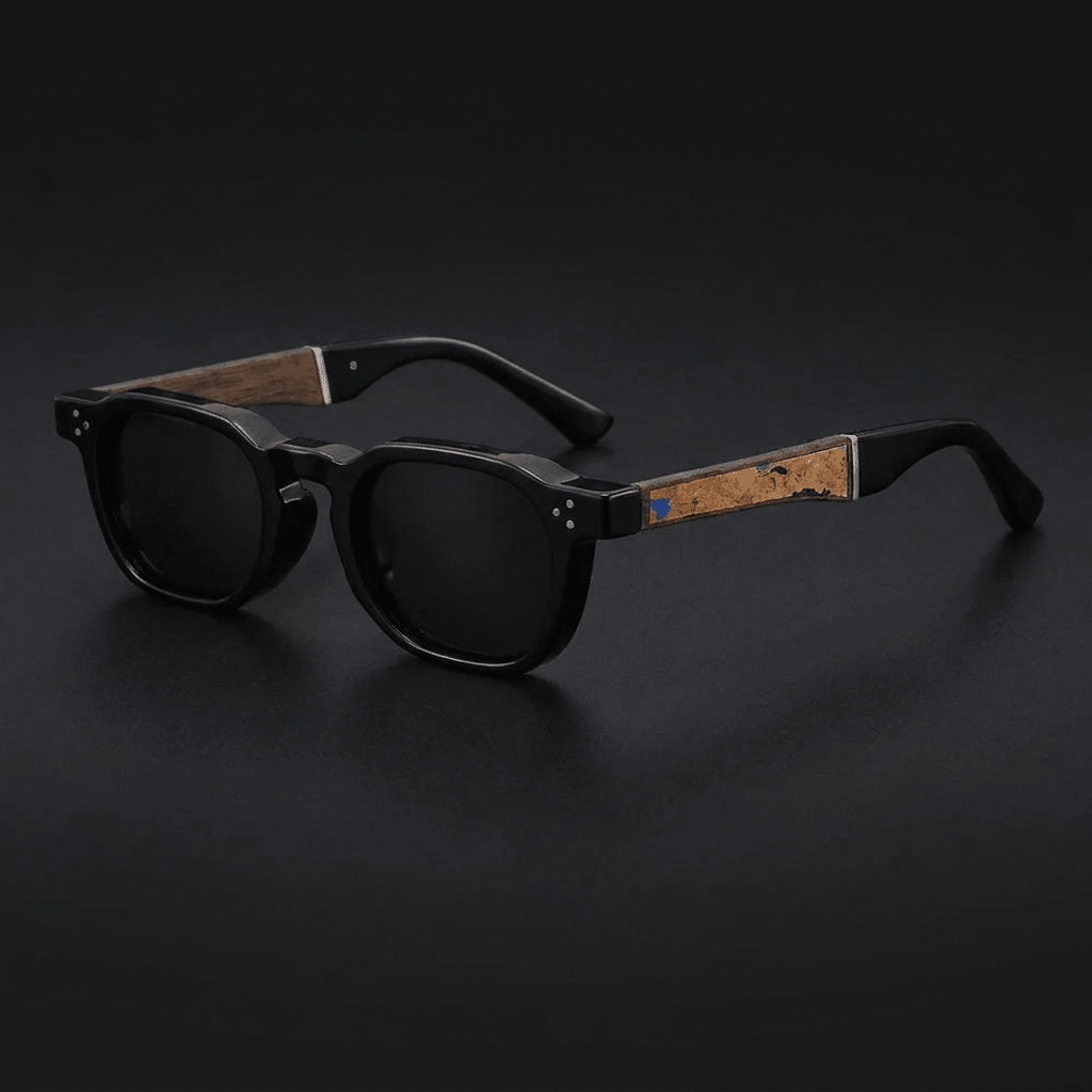 Helston Square Sunglasses in Polycarbonate with Cork-Inlaid Arms and Polarized UV400 Lenses - The Southern AtelierSKU_1791063442703_941