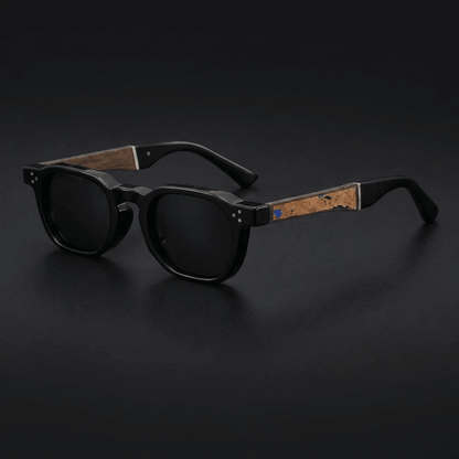 Helston Square Sunglasses in Polycarbonate with Cork-Inlaid Arms and Polarized UV400 Lenses - The Southern AtelierSKU_1791063442703_941