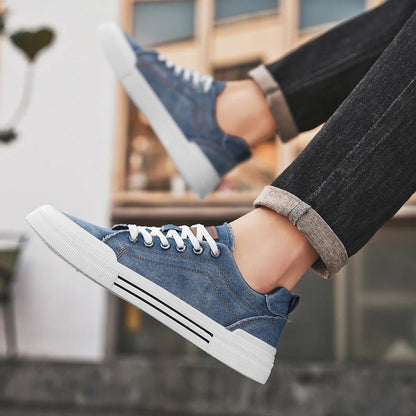 Keaton Low-Top Sneakers in Washed Denim with Cushioned Insole and Durable Rubber Outsole for Everyday Wear - The Southern AtelierSKU_1791063346659_114