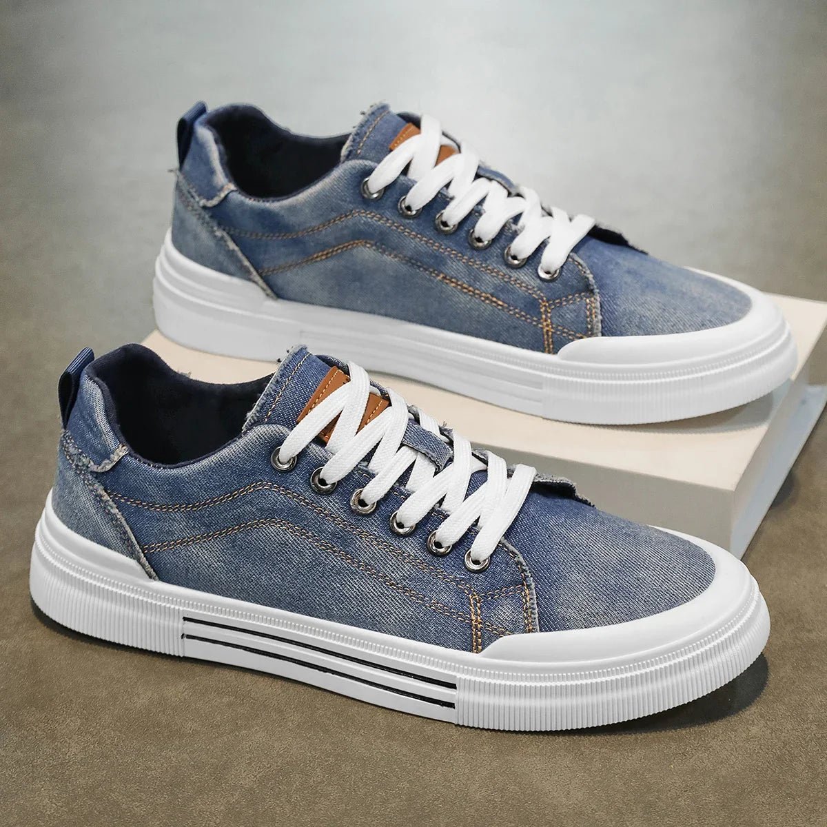 Keaton Low-Top Sneakers in Washed Denim with Cushioned Insole and Durable Rubber Outsole for Everyday Wear - The Southern AtelierSKU_1791063346659_114