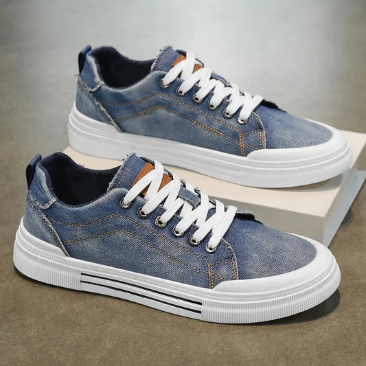 Keaton Low-Top Sneakers in Washed Denim with Cushioned Insole and Durable Rubber Outsole for Everyday Wear - The Southern AtelierSKU_1791063346659_114
