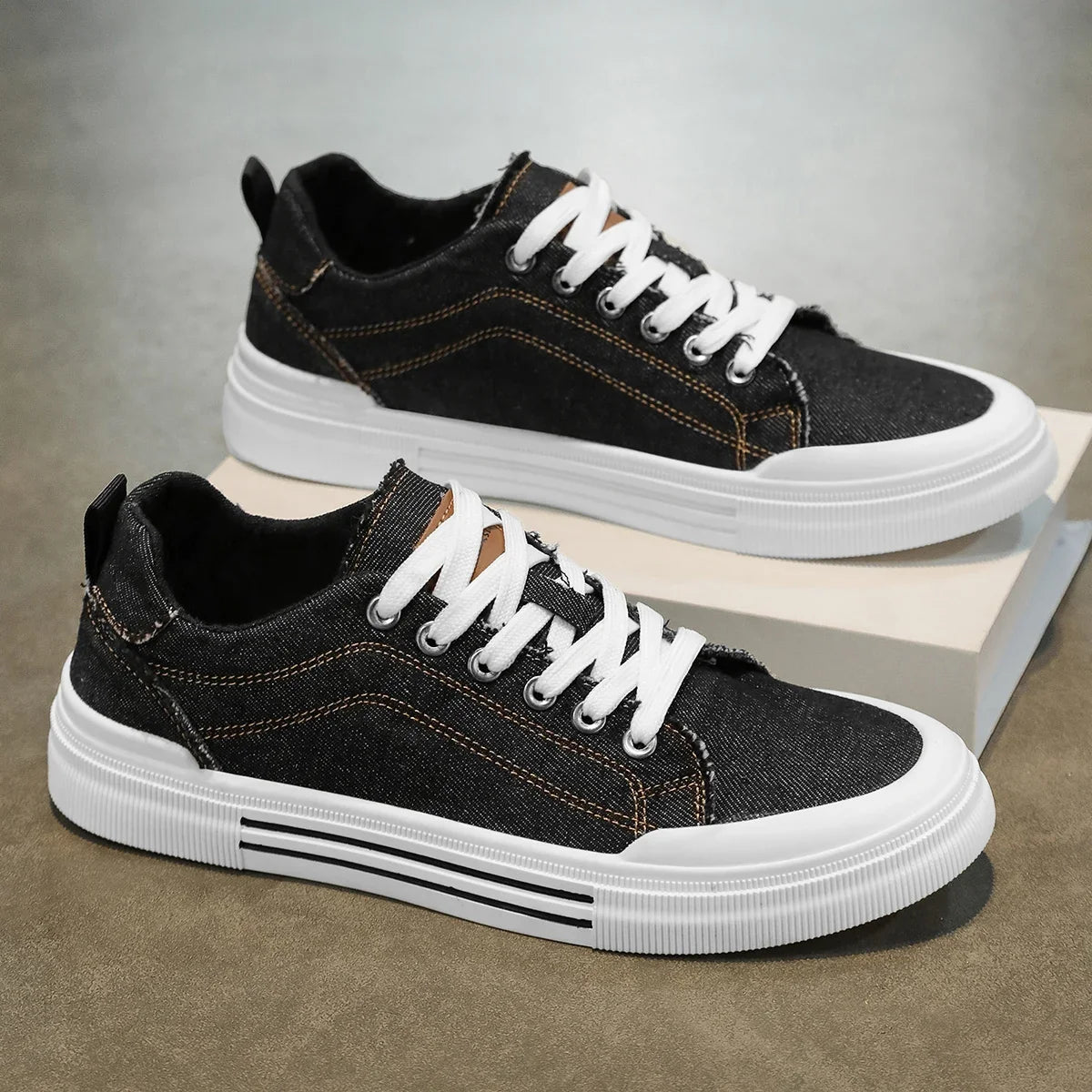 Keaton Low-Top Sneakers in Washed Denim with Cushioned Insole and Durable Rubber Outsole for Everyday Wear - The Southern AtelierSKU_1791063346660_925