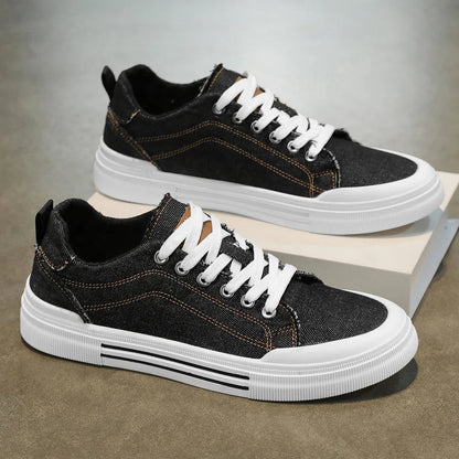 Keaton Low-Top Sneakers in Washed Denim with Cushioned Insole and Durable Rubber Outsole for Everyday Wear - The Southern AtelierSKU_1791063346660_925