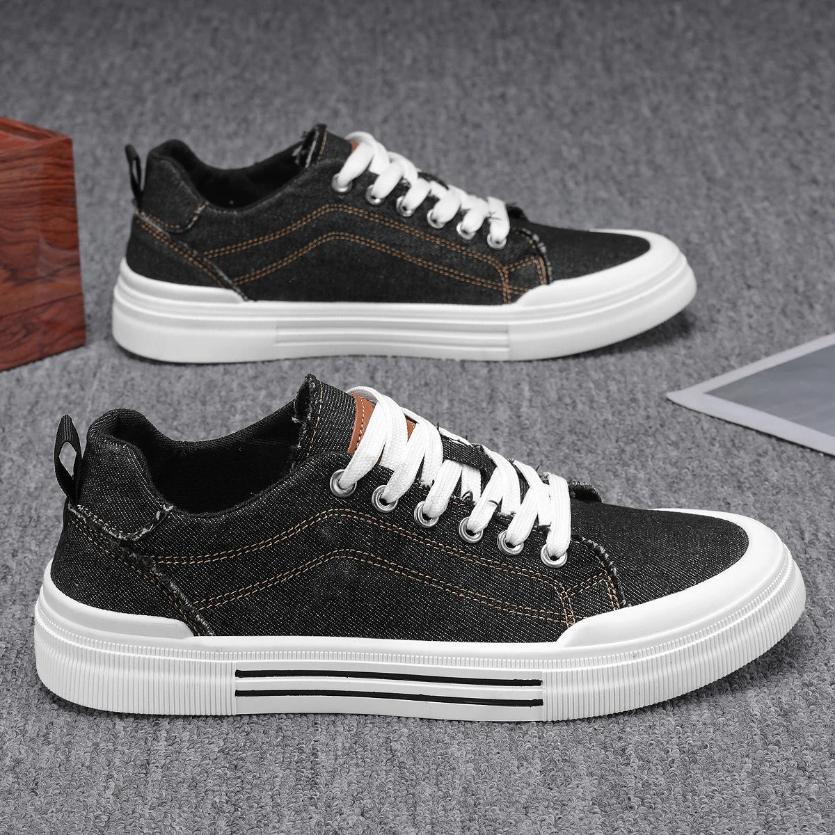 Keaton Low-Top Sneakers in Washed Denim with Cushioned Insole and Durable Rubber Outsole for Everyday Wear - The Southern AtelierSKU_1791063346660_925
