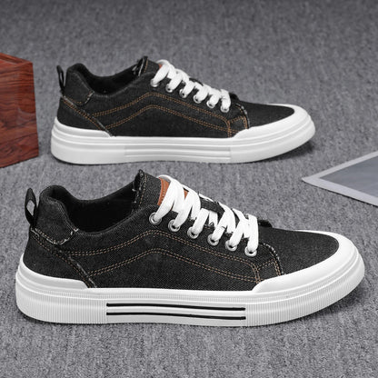 Keaton Low-Top Sneakers in Washed Denim with Cushioned Insole and Durable Rubber Outsole for Everyday Wear - The Southern AtelierSKU_1791063346660_925
